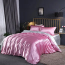 Axyaa Silk-Like Satin Hotel Duvet Cover Set - Queen Size Luxe Comforter Bedding