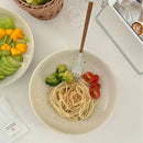 Axyaa Nordic Ceramic Ink Dot Bowl - Large Soup Salad Fruit Noodle Plate