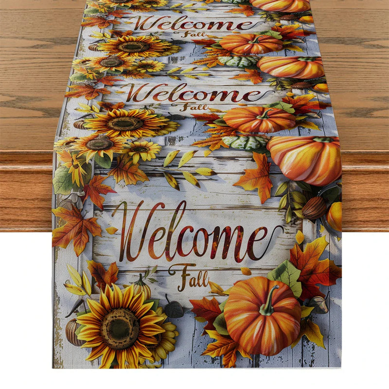 Sunflower Wood Table Runner for Axyaa Brand Dining Décor
