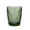 Axyaa Vintage Green Leaf Embossed Whiskey Glass Tumbler 290ml Heavy Glassware