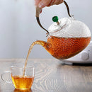 Axyaa 700ml Glass Tea Pot with Metal Handle - Heat Resistant for Electric Ceramic Stove