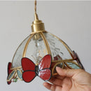 Axyaa Tiffany Butterfly Glass Wall Lamp LED Fixture with Pull Chain Switch