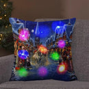Axyaa LED Retro Santa Claus Christmas Light Decoration Throw Pillow Cover