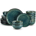 Axyaa 12/24-Piece Green Ceramic Dinner Set for 4/8, Kiln Change Stoneware
