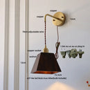 Axyaa Adjustable Wood Copper Wall Light Fixture with Pull Chain Switch
