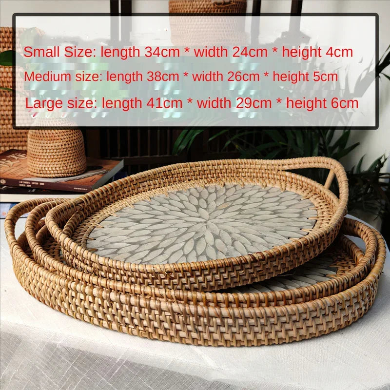 Axya Handwoven Rattan Basket: Home Tableware Organizer & Snack Platter