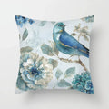 Luxurious Blue Bird Floral Pillowcase by Axyaa - 45x45cm Square Decor for Home & Office