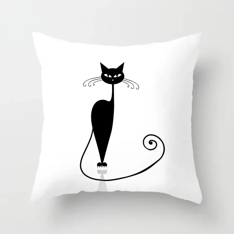 Axyaa Cartoon Black Cat Cushion Cover 45*45cm