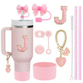 Axyaa Stanley Cup Accessories Set with Straw, Brush, Flower Charm, Stopper, and Boot.