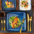 Axyaa Stern Blue Square Dinner Set - 16 Piece Ceramic Tableware Set