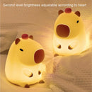 Axya Silicone Capybara Night Light for Kids: USB Rechargeable Touch Lamp with Timing Function
