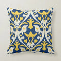 Axyaa Navy Blue Yellow Grey Floral Tribal Pattern Pillow Cover for Home Decor