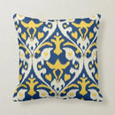 Axyaa Navy Blue Yellow Grey Floral Tribal Pattern Pillow Cover for Home Decor