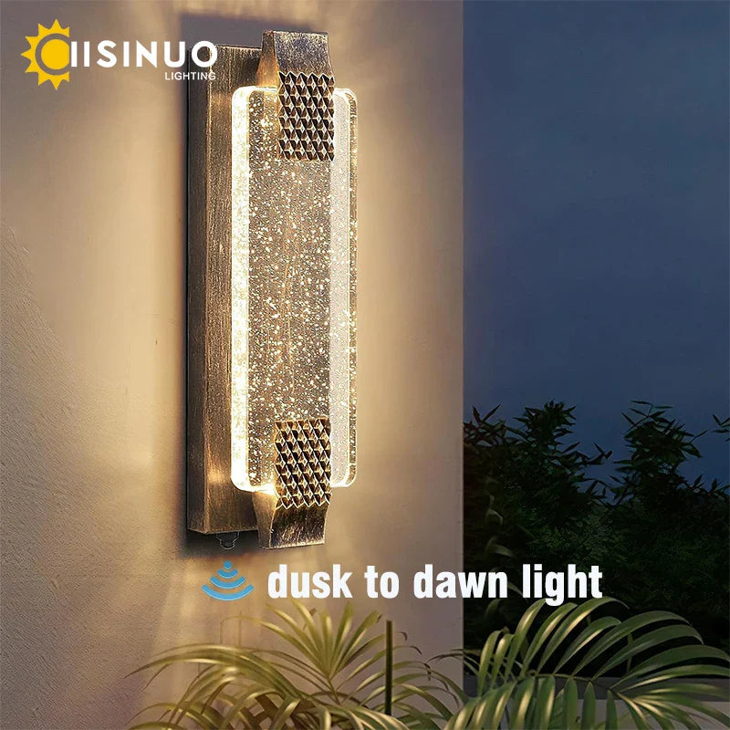 Axyaa Crystal Bubble Glass LED Outdoor Wall Sconce for Porch Decoration