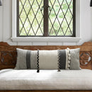 Axyaa Vintage Stripe Lumbar Cushion Cover with Tassels