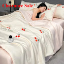 Axyaa Washed Ice Silk Summer Quilt Set - 4 Piece Cool Air Conditioner Bedding