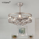 Axyaa 5-Light Vintage Silver Chandelier Ceiling Fan with Remote Control