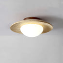 Axyaa Yellow Travertine Disc Shape Ceiling Light for Home Decor