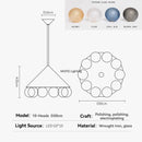 Axyaa Gold Cone Pendant Chandelier Modern Bubble Glass LED Hanging Lamp