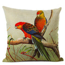 Axyaa Elegant Floral Bird Pattern Linen Cushion Cover 45x45cm for Living Room Sofa