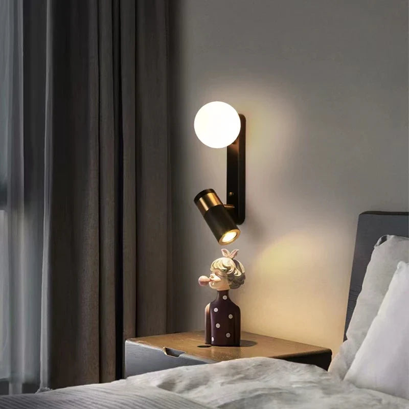 Axya LED Black Gold Spotlight Wall Lamp for Bedroom Living Room Decoration