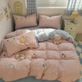 Axyaa Cartoon Washed Cotton Towel Embroidered Bedding Set - 4-Piece