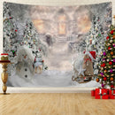 Axyaa Winter Snow Scene Christmas Tree Tapestry for Festive Living Room Decoration