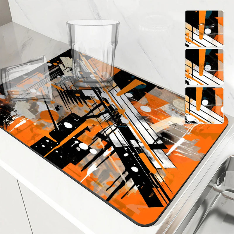 Axyaa Geometric Lines Absorbent Drying Mat