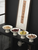 Axyaa White Ceramic Lace Fruit Plate Set