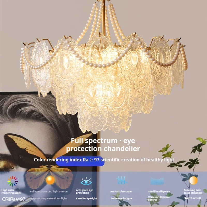 Axyaa Cream Style Crystal Chandelier for Living Room, Bedroom, Dining Room