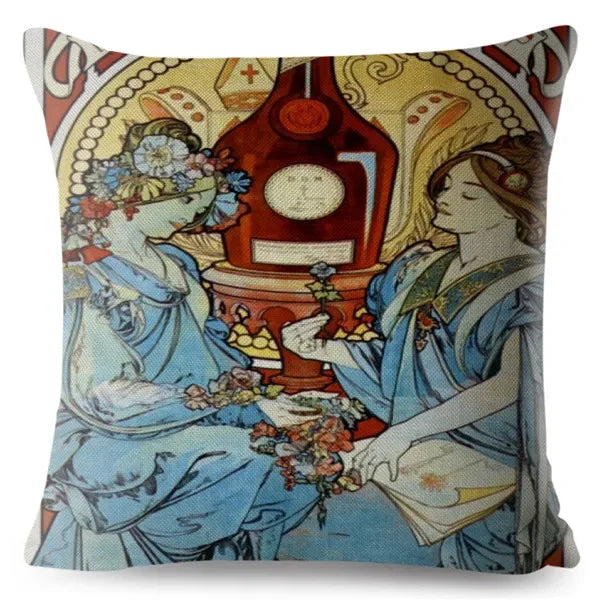 Beige Art Nouveau Gallery Cushion Cover for Home Decor - Axyaa