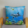 Axyaa Dolphin Ocean Pattern Cushion Cover for Kids Sofa & Home Decor