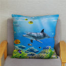 Axyaa Dolphin Ocean Pattern Cushion Cover for Kids Sofa & Home Decor
