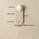 Axyaa Nordic LED Wall Lamp with White Glass Ball and Yellow Travertine Stone