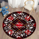 Axyaa Plaid Christmas Round Carpet - Non-Slip Home Decor Foot Mat