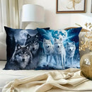 Axyaa Wolves In Moonlit Forest & Snow Pillow Covers - Sofa Bedroom Car Decor