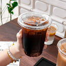 Axyaa 16oz Clear Plastic Coffee Cups with Straight Covers, 20pcs Smoothie Cups