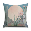 Axyaa Cactus Series Green Plant Printed 45*45cm Cushion Cover - Simple Style Square Pillowcase
