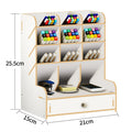 Axyaa Wooden Desk Organizer: Large Capacity Pen Holder for School, Office & Home