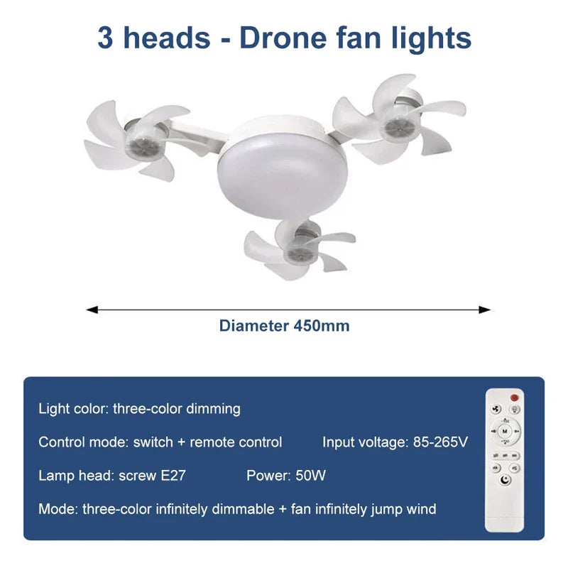 Axyaa Smart LED Ceiling Fan Light Remote Dimming Drone Lamp