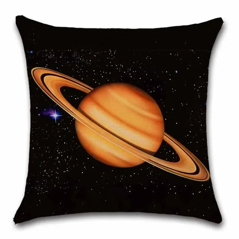 Axyaa Solar System Planets Linen Cushion Cover 45x45cm Bedroom Living Room Sofa Decor