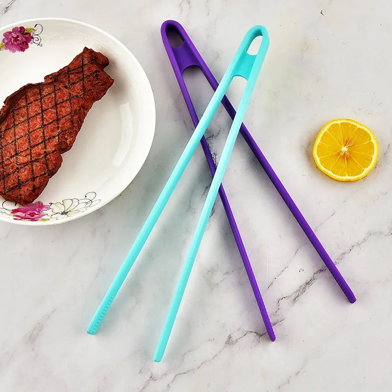 Axyaa Silicone Tongs: Non-Slip Long Handle Cooking Clip for Home Kitchen