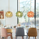 Axyaa Pink Glass Flower LED Pendant Lamp with Gold Retro Base