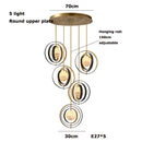 Axyaa Gold Marble Chandelier, Adjustable Round Ceiling Light for Villa Hotel