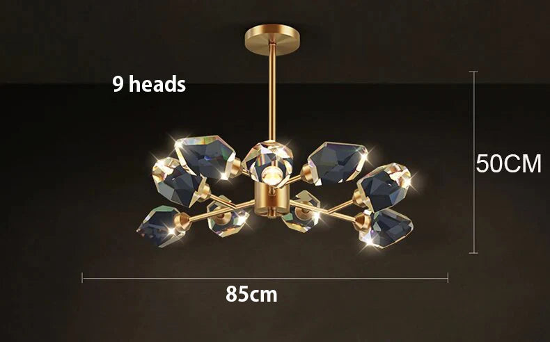 Axxya Crystal Chandelier: Luxury Living Room & Bedroom Pendant Light