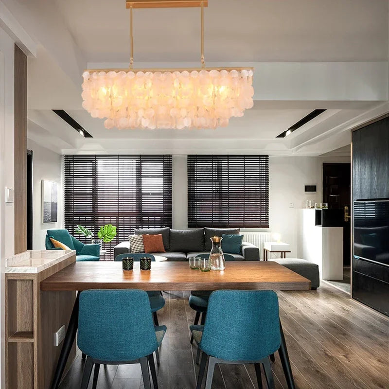 Axyaa Shell Pendant Chandelier: Modern, Cozy Lighting for Home, Hotel, and Shop