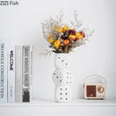 Axyaa Dice Shape Ceramic Vase for Aesthetic Room Decor and Flower Arrangement