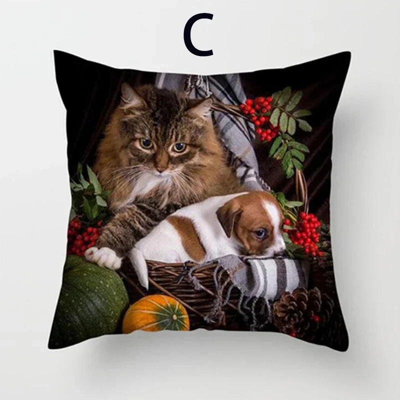 Cat Pattern Cushion Cover 45x45cm - Ideal Sofa & Home Decor Gift by Axyaa
