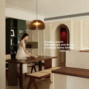 Axyaa Wood Pumpkin Pendant Light - Vintage E27 Hanging Lamp for Home and Restaurant