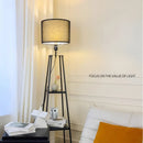 Modern Wooden LED Floor Lamp with Shelf Storage by Axyaa